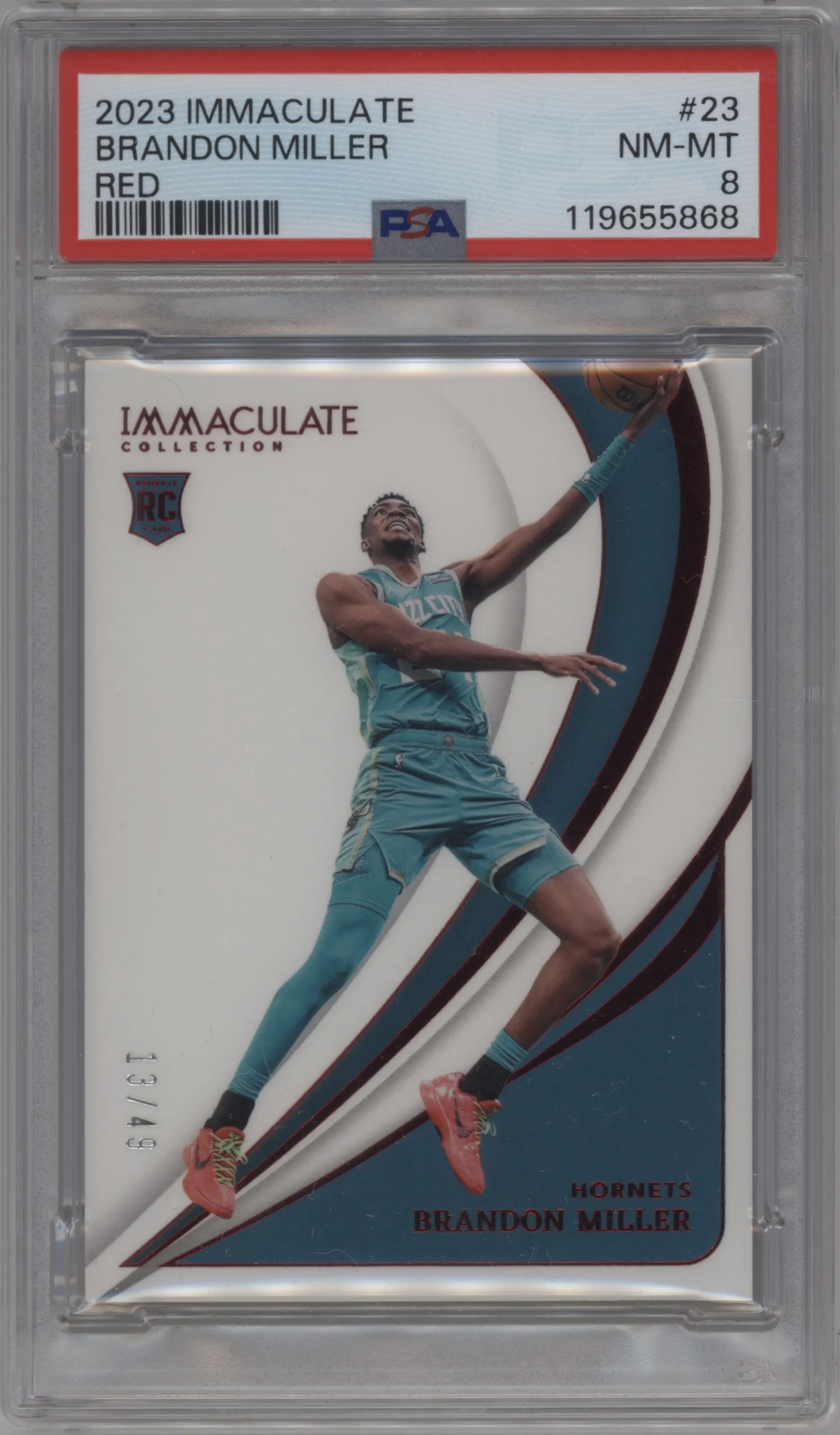 2023 Panini Immaculate Collection Brandon Miller Red #23 PSA 8