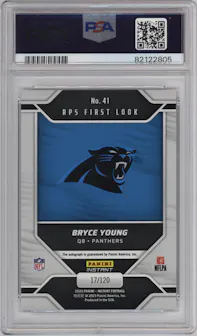 Bryce Young from the 2023 Panini NFL Instant RPS First Look set graded by PSA and given an overall grade of 10.
