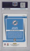 Jaylen Waddle from the 2021 Panini Donruss Optic set featuring a Blue parallel graded by PSA and given an overall grade of 9.
