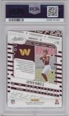Jayden Daniels from the 2024 Panini Absolute set featuring a Red/White/Blue Kaleidoscope parallel graded by PSA and given an overall grade of 10.