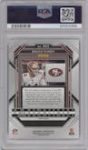 Brock Purdy from the 2022 Panini Prizm set featuring a Silver Prizm parallel graded by PSA and given an overall grade of 10.