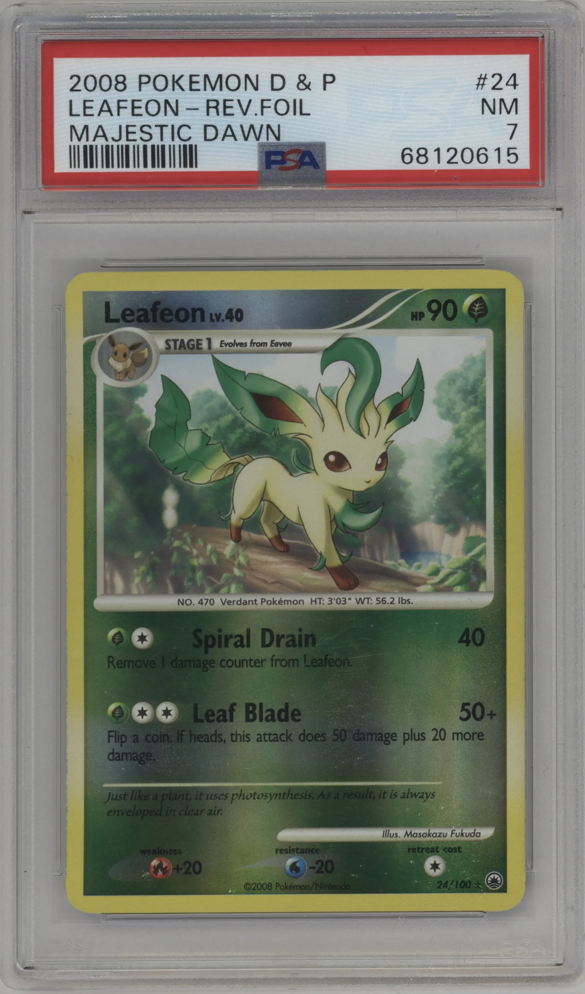 2008 Pokemon D&P Majestic Dawn Leafeon #24 PSA 7