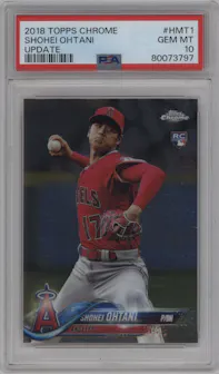 Shohei Ohtani from the 2018 Topps Chrome Update set graded by PSA and given an overall grade of 10.