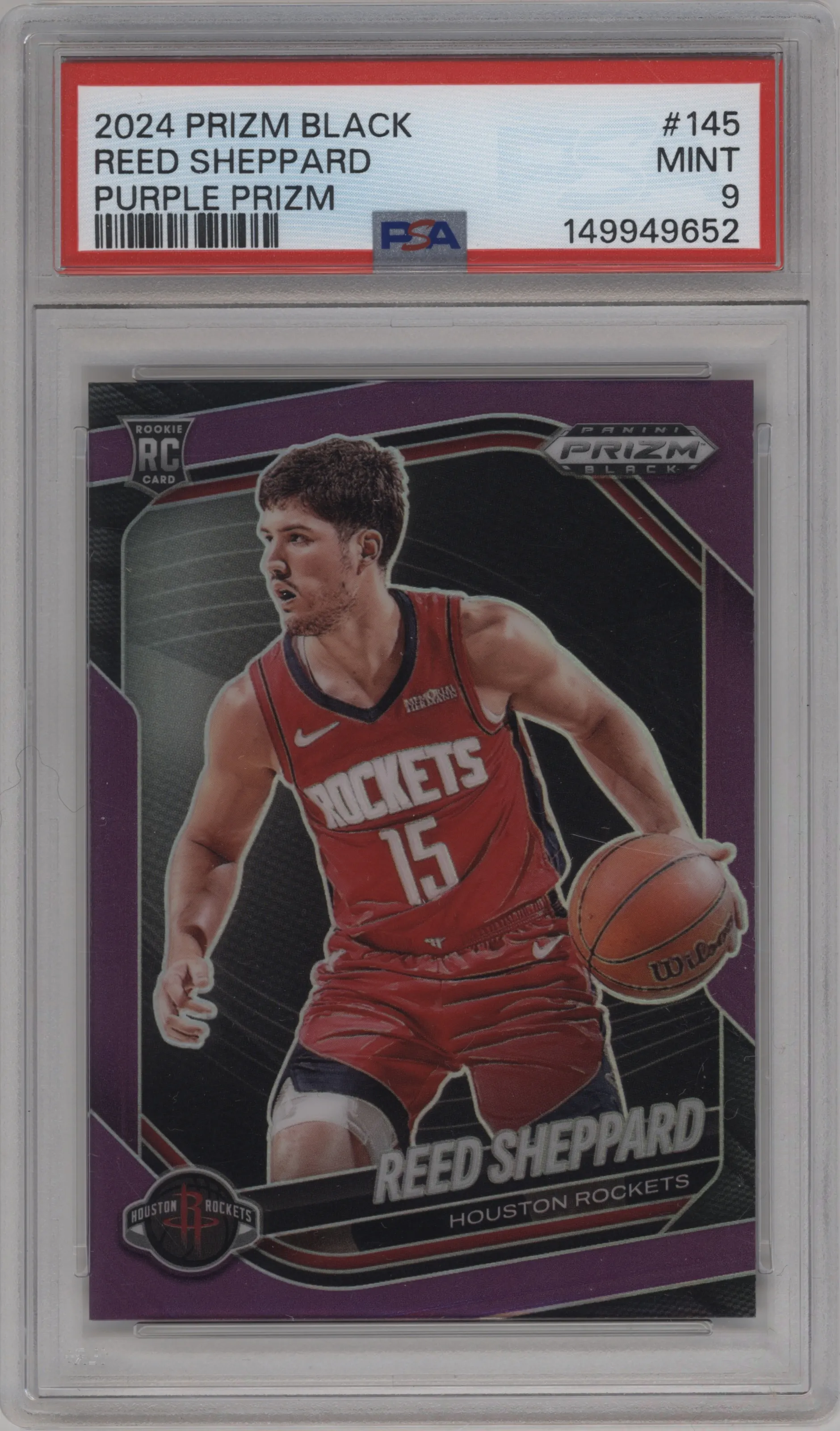 2024 Panini Prizm Black Reed Sheppard Purple Prizm PSA 9