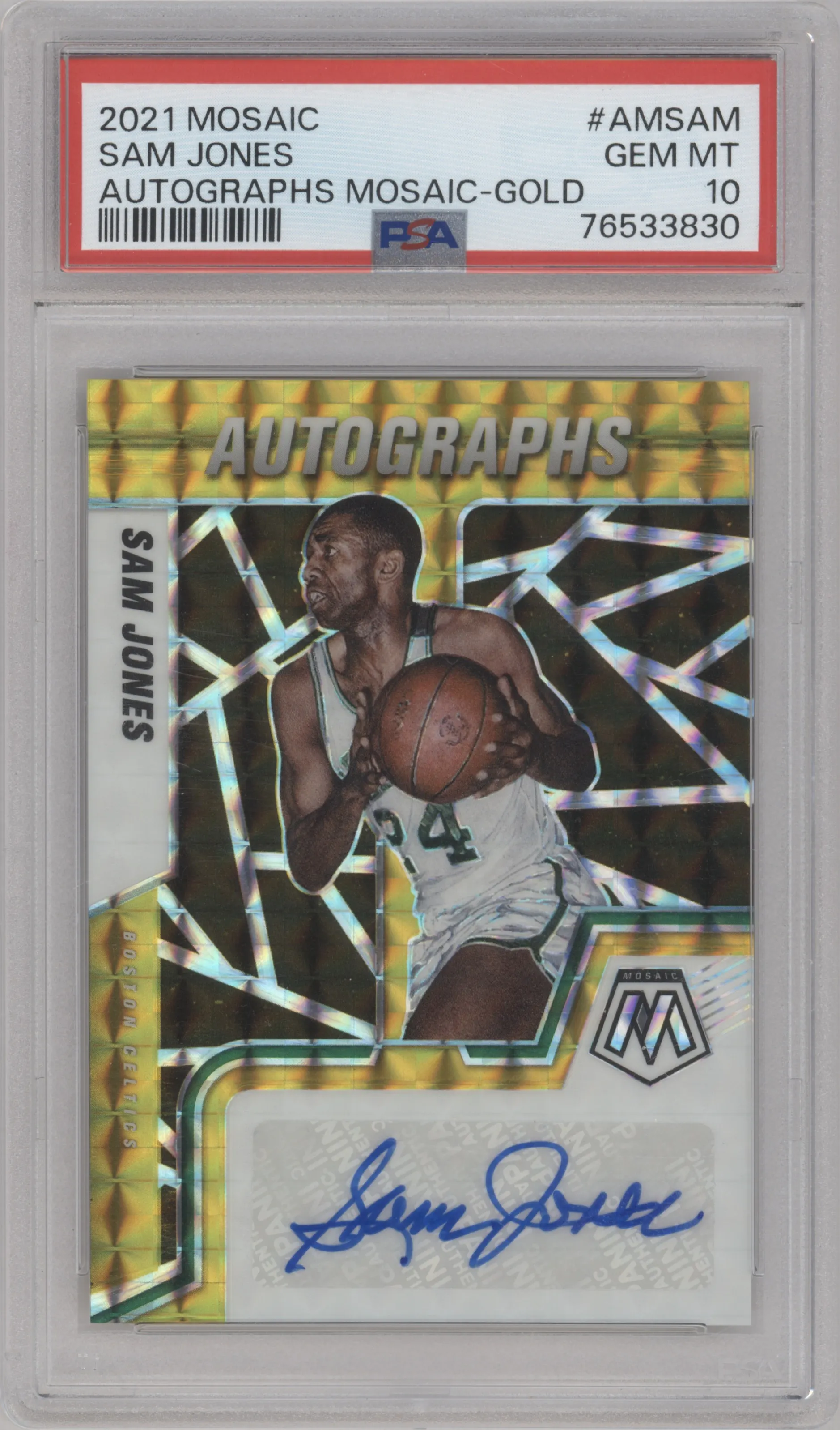 2021 Panini Mosaic Auto Sam Jones Gold #AM-SAM PSA 10
