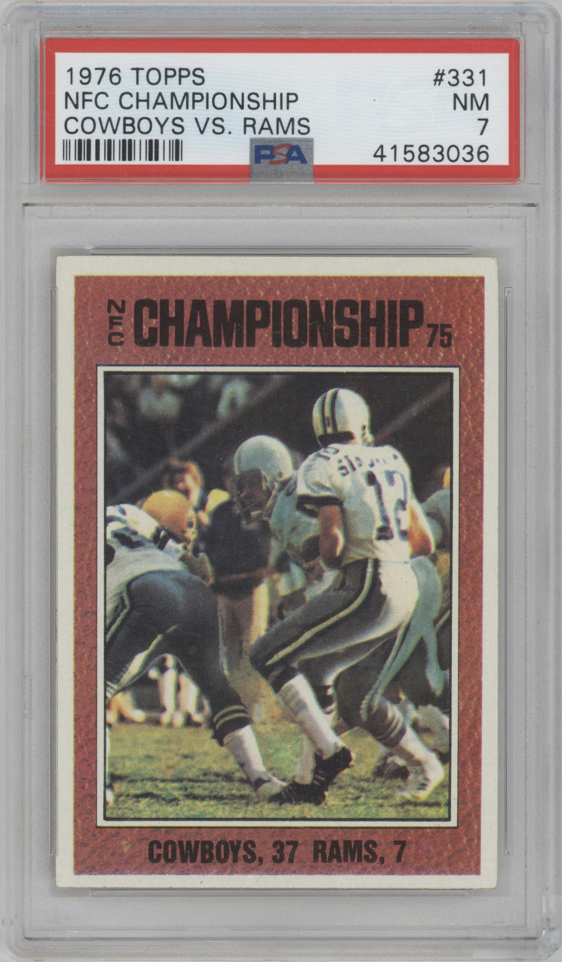1975 NFC Championship from the 1976 Topps set graded by PSA and given an overall grade of 7.