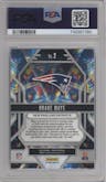 Drake Maye from the 2024 Panini Prizm set featuring a Green Wave parallel graded by PSA and given an overall grade of 10.
