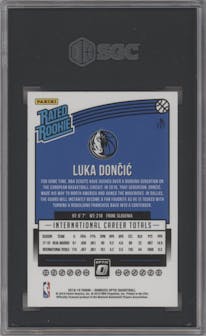 Luka Doncic from the 2018-19 Panini Donruss Optic set graded by SGC and given an overall grade of 9.