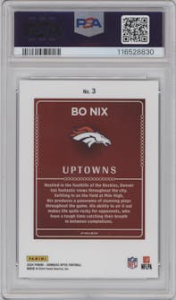 Bo Nix from the 2024 Donruss Optic set graded by PSA and given an overall grade of 9.