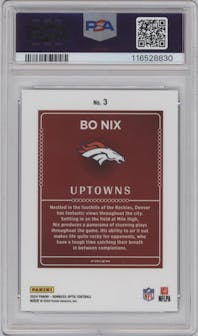 Bo Nix from the 2024 Donruss Optic set graded by PSA and given an overall grade of 9.
