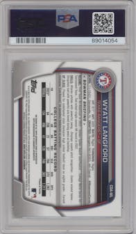 Wyatt Langford from the 2023 Bowman Draft set graded by PSA and given an overall grade of 9.