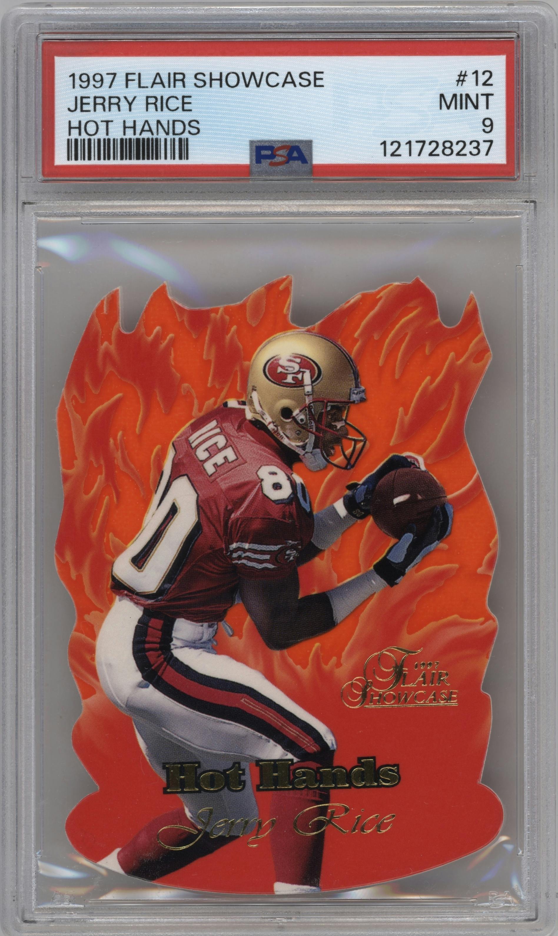 Jerry Rice from the 1997 Flair Showcase set graded by PSA and given an overall grade of 9.