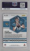 Trevor Lawrence from the 2021 Panini Mosaic set featuring a Green Mosaic parallel graded by PSA and given an overall grade of 9.