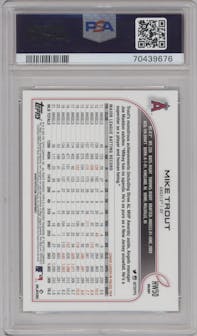Mike Trout from the 2022 Topps Holiday set graded by PSA and given an overall grade of 10.