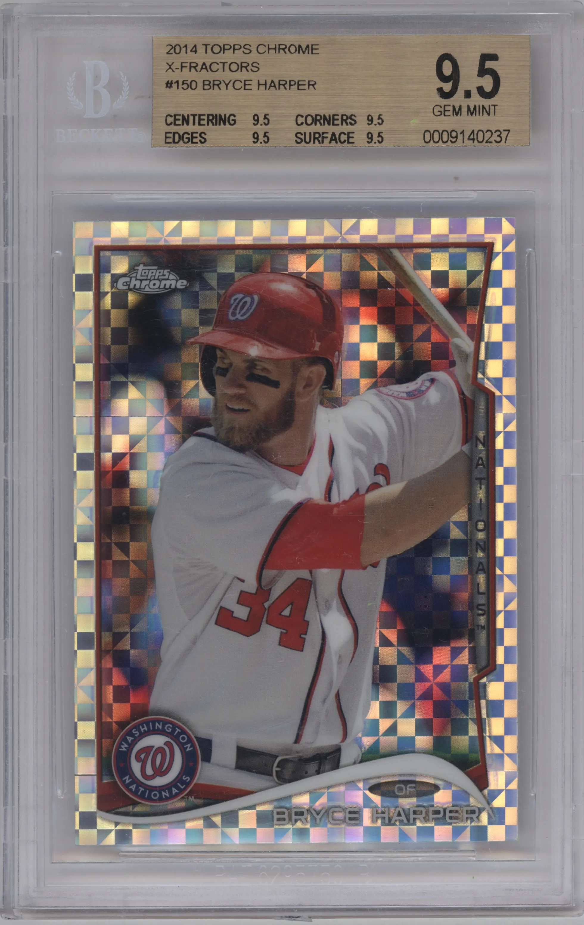 2014 Topps Chrome Bryce Harper X-Fractor #150 BGS 9.5