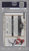 Elly De La Cruz from the 2022 Leaf Trinity set featuring a Silver Foil parallel graded by PSA and given an overall grade of 8.