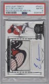 Elly De La Cruz from the 2022 Leaf Trinity set featuring a Silver Foil parallel graded by PSA and given an overall grade of 8.