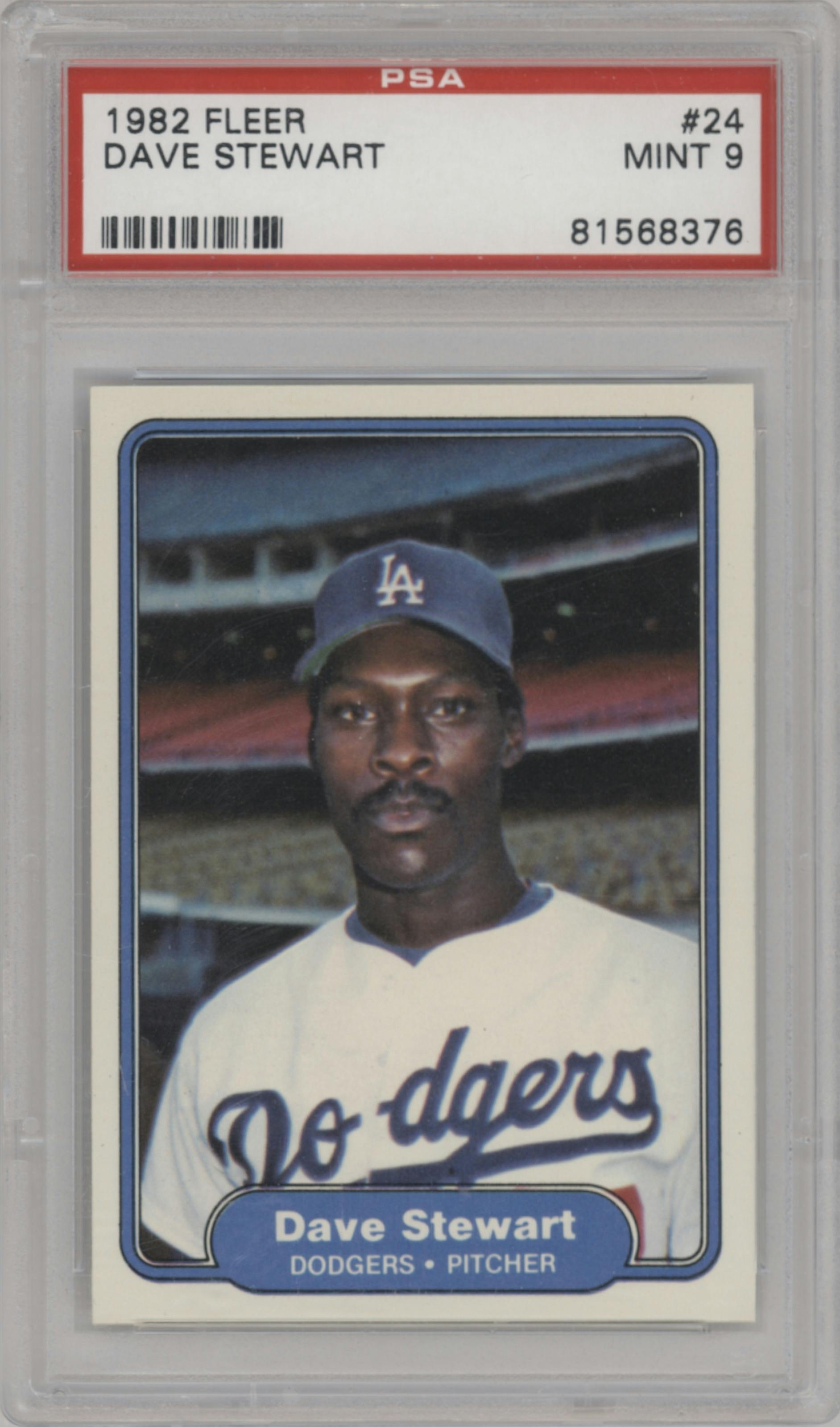 Dave Stewart from the 1982 Fleer set graded by PSA and given an overall grade of 9.