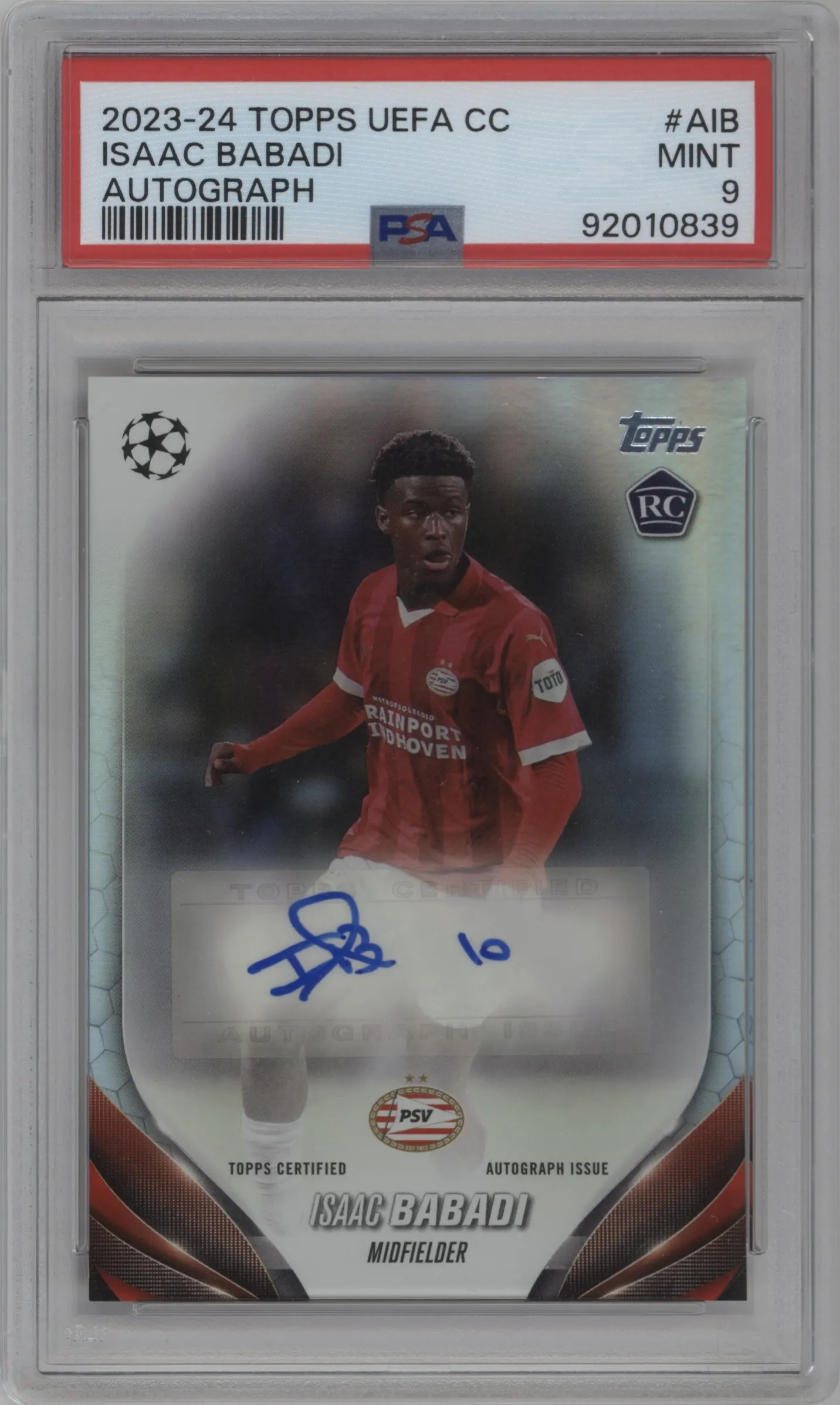2023 Topps UEFA Club Competitions Auto Isaac Babadi #A-IB PSA 9