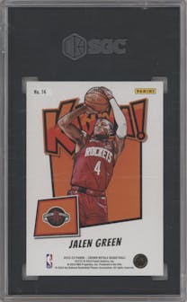 Jalen Green from the 2022-23 Panini Crown Royale set graded by SGC and given an overall grade of 9.