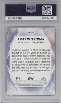 Adley Rutschman from the 2023 Topps set graded by PSA and given an overall grade of 10.