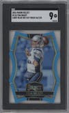Tom Brady from the 2016 Panini Select set featuring a Die-Cut Light Blue parallel graded by SGC and given an overall grade of 9.