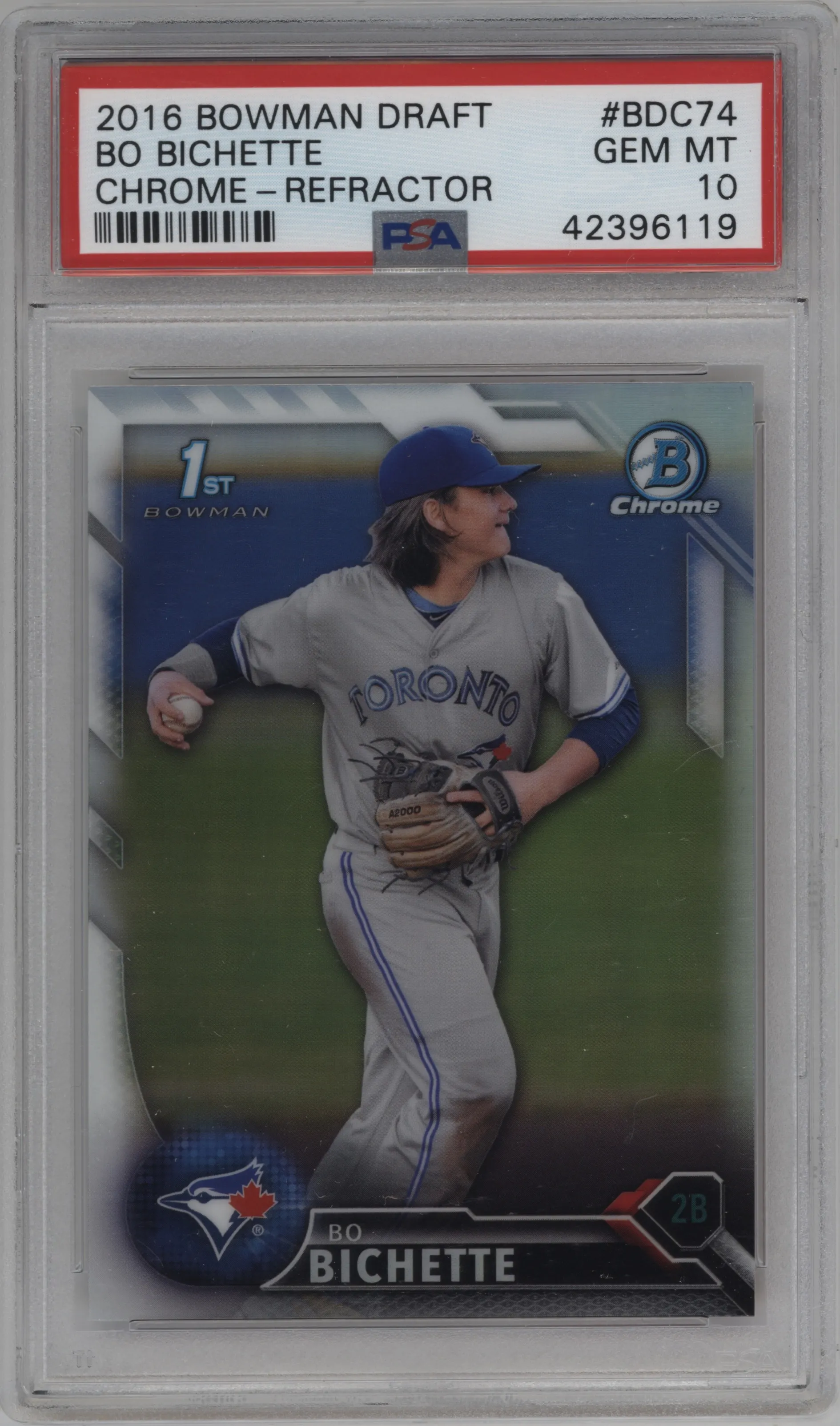 2016 Bowman Draft Chrome Bo Bichette Refractor PSA 10