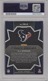 C.J. Stroud from the 2023 Panini Prizm set featuring a Green Ice parallel graded by PSA and given an overall grade of 10.
