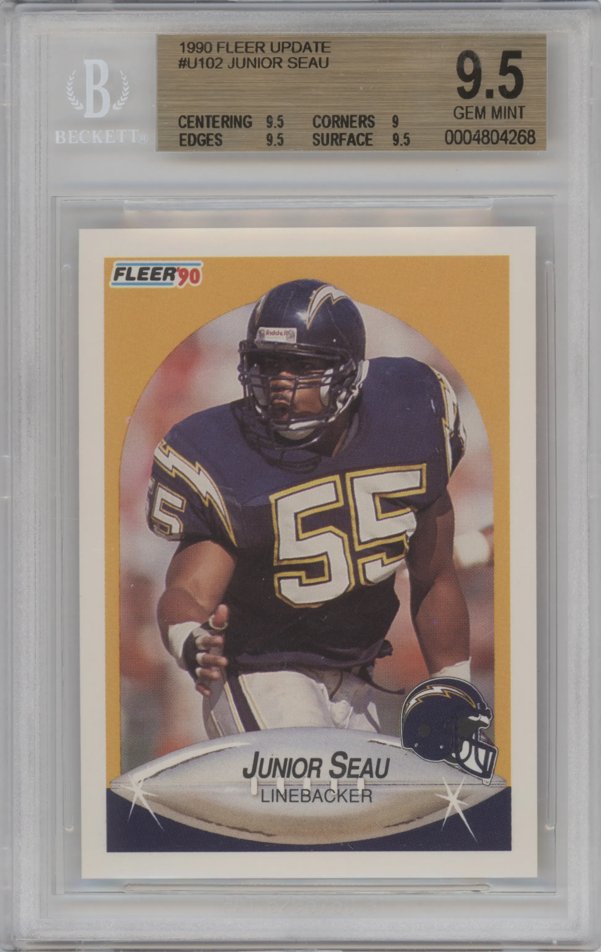 1990 Fleer Update Junior Seau BGS 9.5