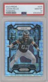 Jason Kelce from the 2023 Panini Prizm set featuring a Pandora parallel graded by PSA and given an overall grade of 10.