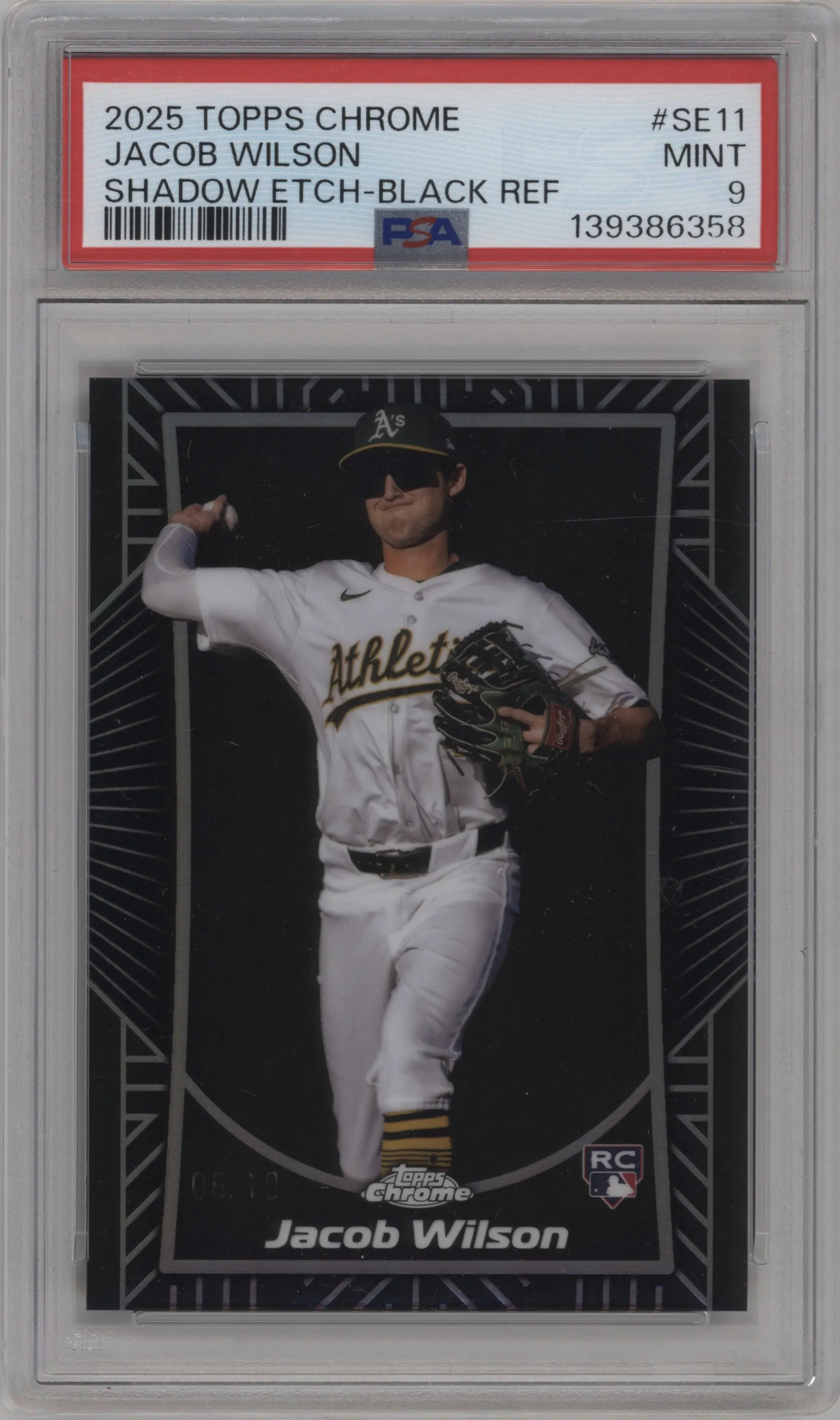 2025 Topps Chrome Shadow Etch Jacob Wilson Black Refractor PSA 9