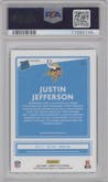 Justin Jefferson from the 2020 Panini Donruss Optic set featuring a Purple Shock parallel graded by PSA and given an overall grade of 9.