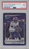 Justin Jefferson from the 2020 Panini Donruss Optic set featuring a Purple Shock parallel graded by PSA and given an overall grade of 9.
