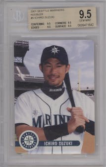 Ichiro Suzuki from the 2001 Keebler set graded by Beckett and given an overall grade of 9.5.