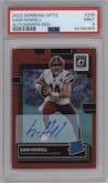 Sam Howell from the 2022 Panini Donruss Optic set featuring a Red parallel graded by PSA and given an overall grade of 9.