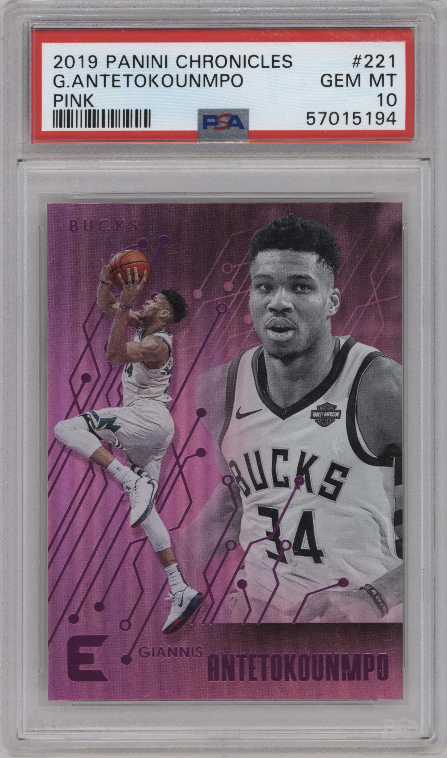2019 Panini Chronicles Essentials Giannis Antetokounmpo Pink #221 PSA 10