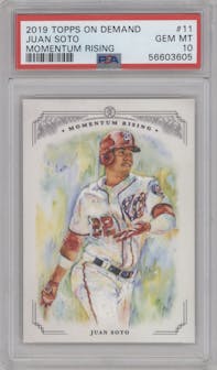 Juan Soto  from the 2019 Topps On Demand Set Trading set graded by PSA and given an overall grade of 10.
