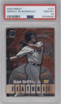 Ken Griffey Jr./Alex Rodriguez from the 2000 Topps Finest set graded by PSA and given an overall grade of 10.