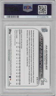 Julio Rodriguez from the 2022 Topps Update  set graded by PSA and given an overall grade of 10.