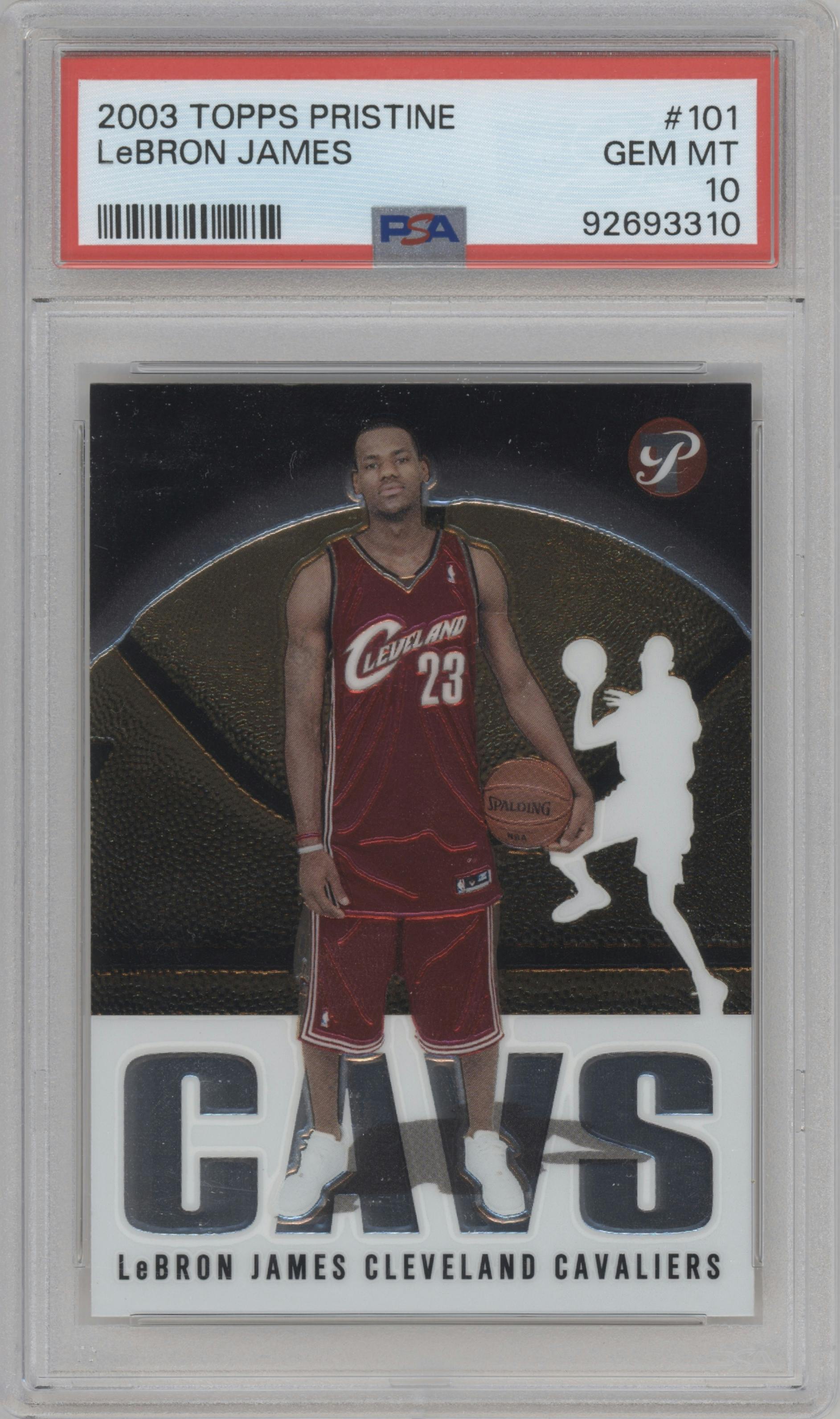 LeBron James from the 2003-04 Topps Pristine  set graded by PSA and given an overall grade of 10.
