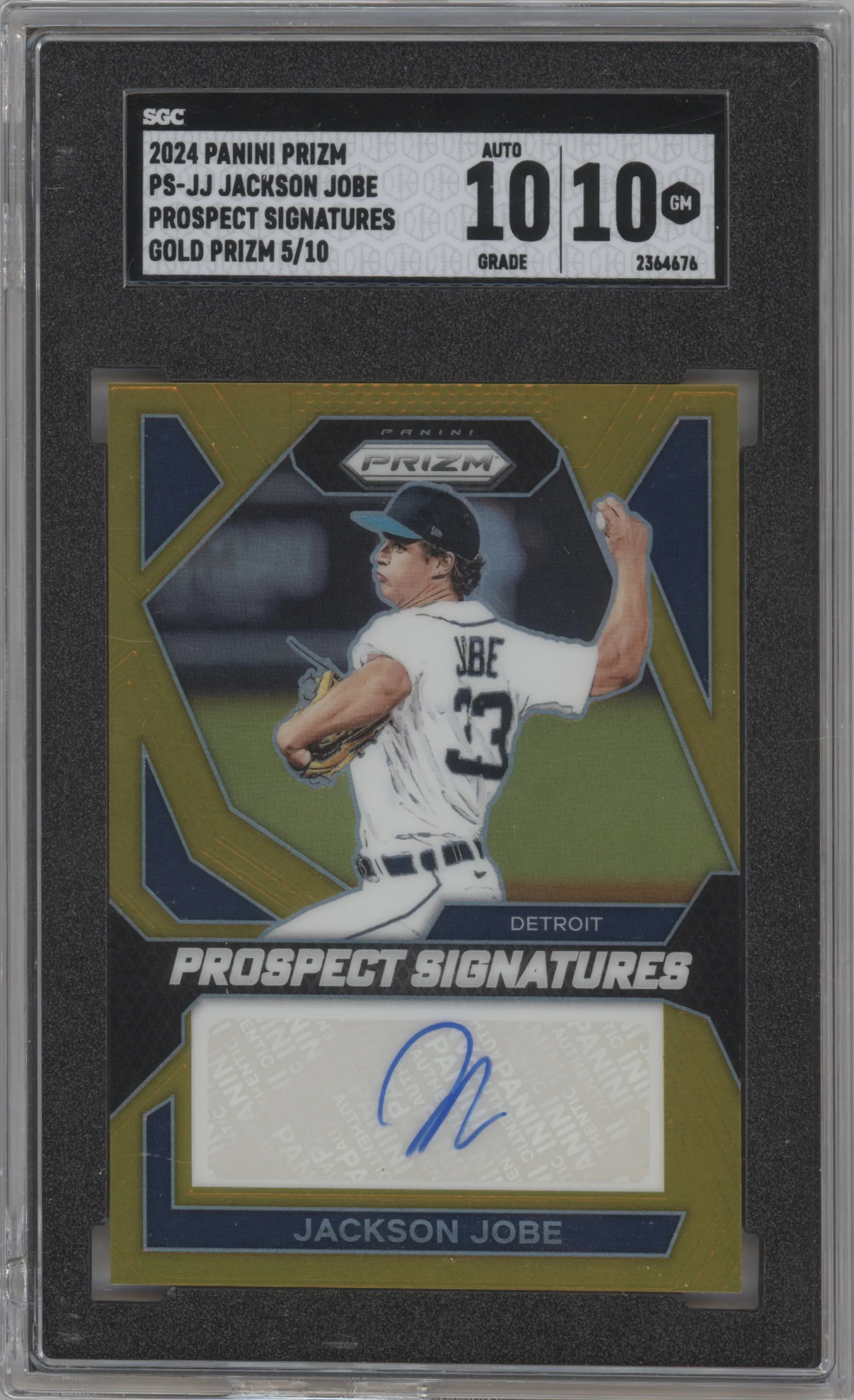 2024 Panini Prizm Prospect Sig. Jackson Jobe Gold Prizm SGC 10