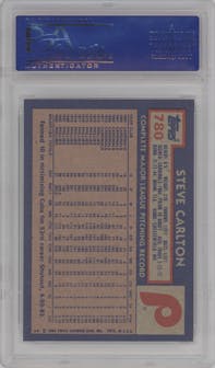 Steve Carlton from the 1984 Topps set graded by PSA and given an overall grade of 9.