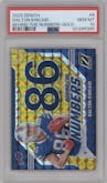 Dalton Kincaid from the 2023 Panini Zenith set featuring a Gold parallel graded by PSA and given an overall grade of 10.