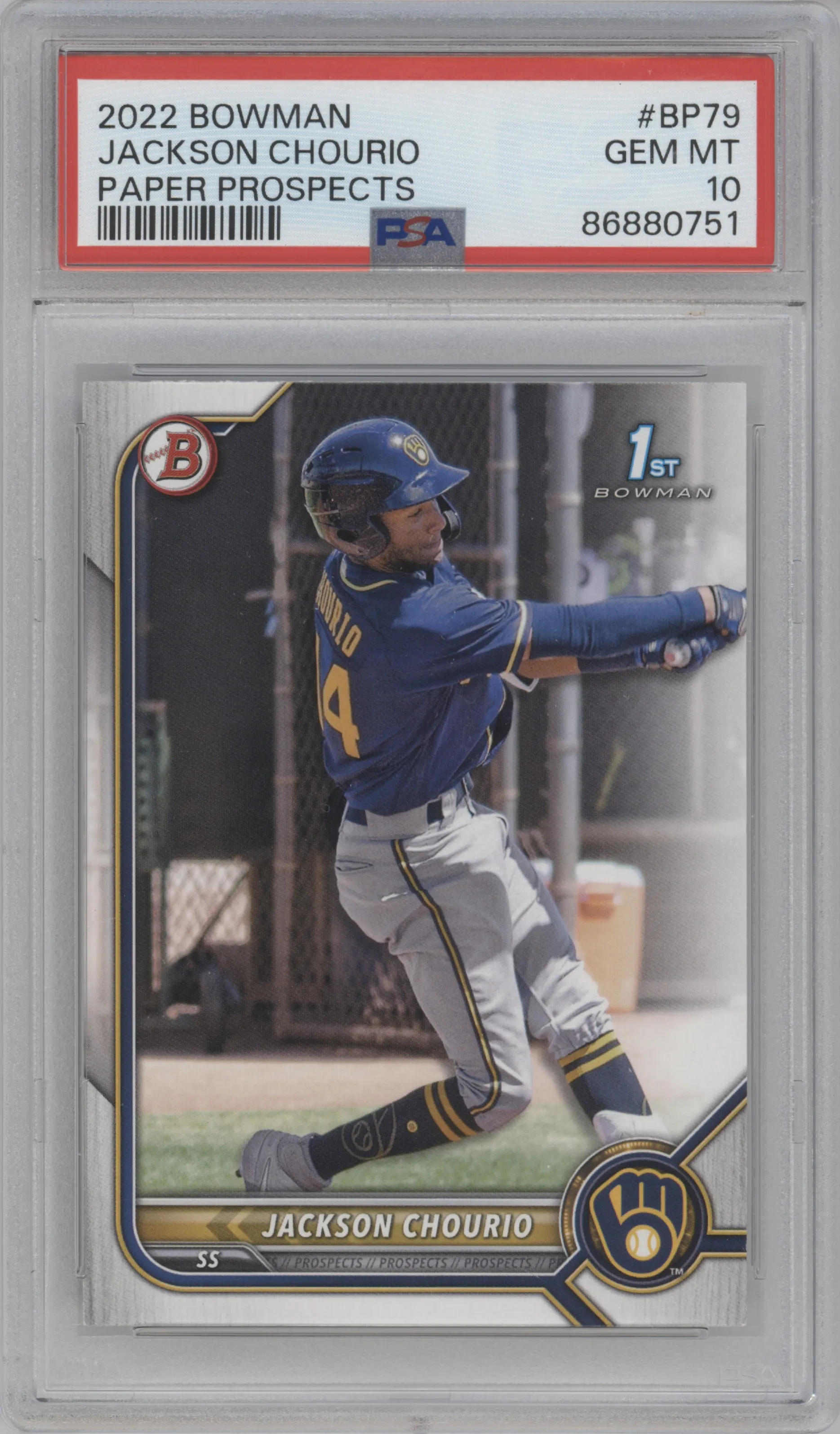 2022 Bowman Prospect Jackson Chourio PSA 10