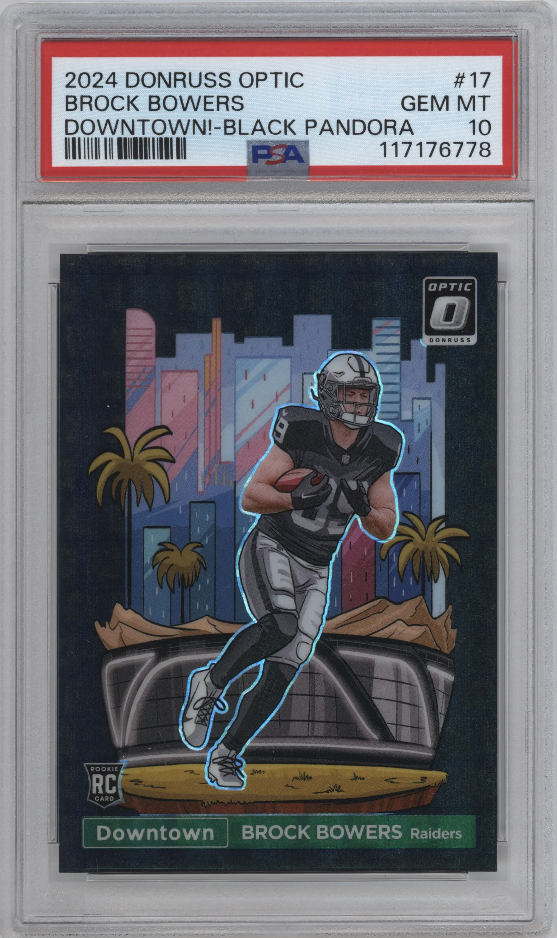 2024 Donruss Optic Downtown! Brock Bowers Black Pandora #17 PSA 10