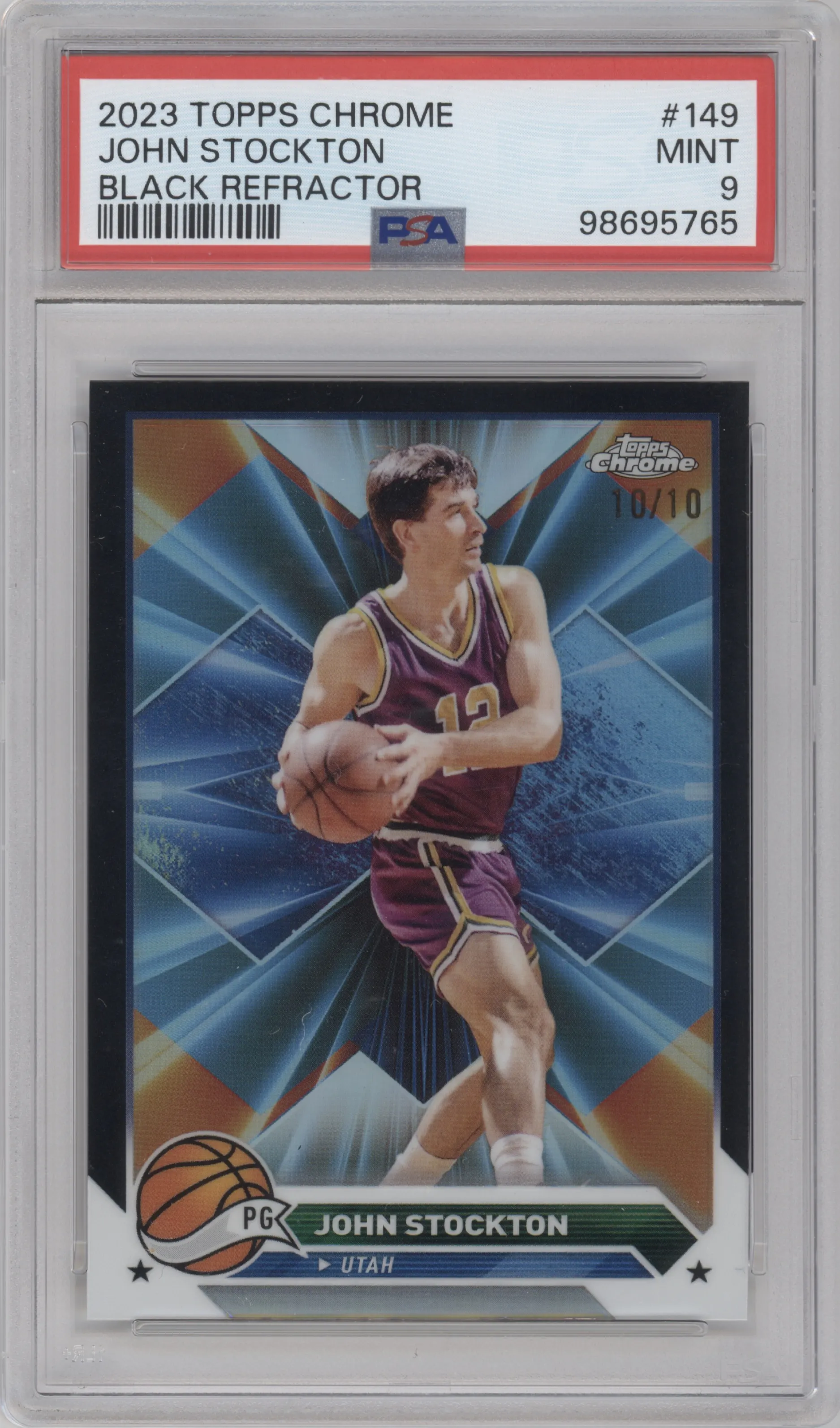 2023 Topps Chrome John Stockton Black Refractor #149 PSA 9
