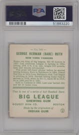 Babe Ruth from the 1933 Goudey set graded by PSA and given an overall grade of 4.5.