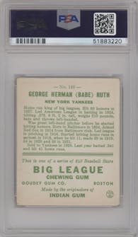 Babe Ruth from the 1933 Goudey set graded by PSA and given an overall grade of 4.5.
