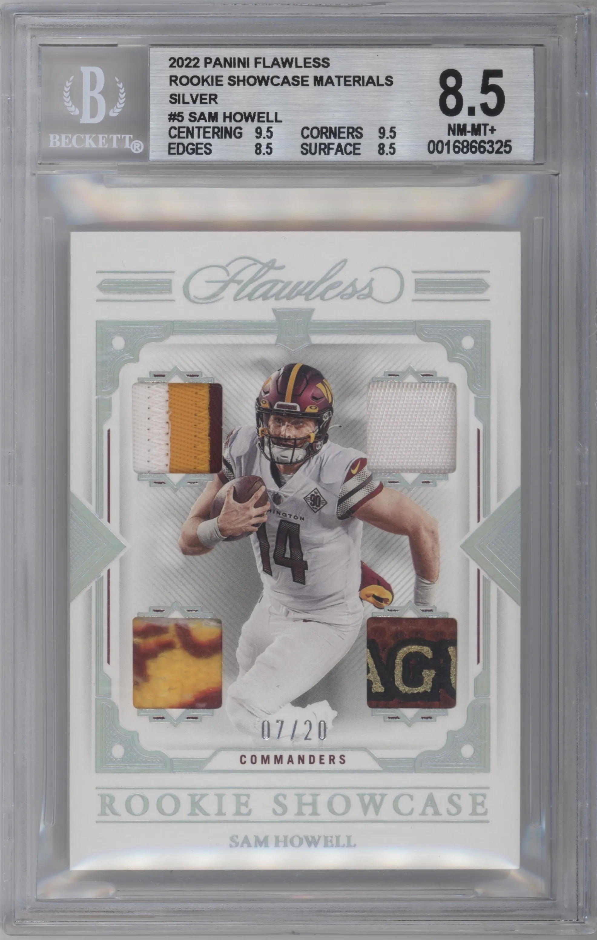 2022 Panini Flawless Rke.Showcase Sam Howell Silver BGS 8.5