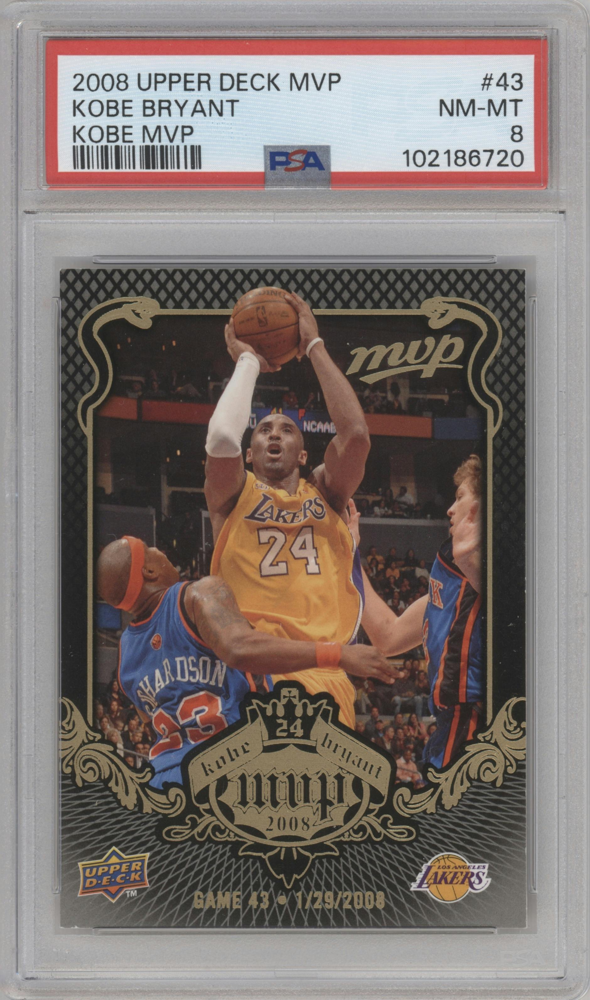 Kobe Bryant from the 2008-09 Upper Deck MVP set graded by PSA and given an overall grade of 8.